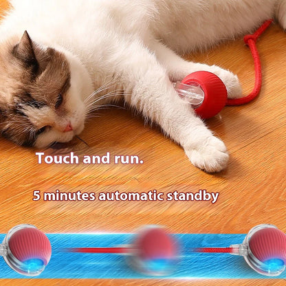 New Electric Cat Ball Toys Automatic Rolling Ball with Teaser Bird Cat Toys Pet Interactive Smart Sensor Rechargeable Cat Toys